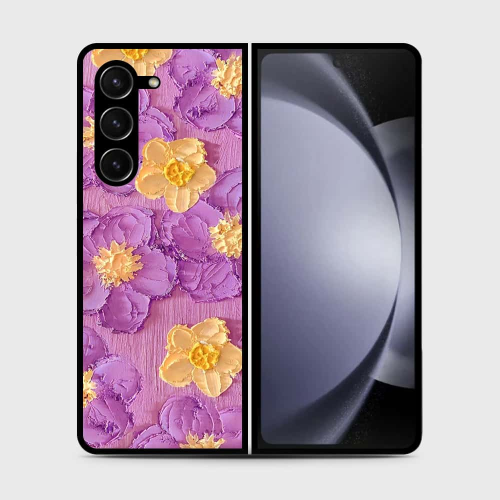 Samsung Galaxy Z Fold 5 5G Cover - Floral Series - Design 8 - Purple & Yellow - HQ Premium Shine Durable Shatterproof Case