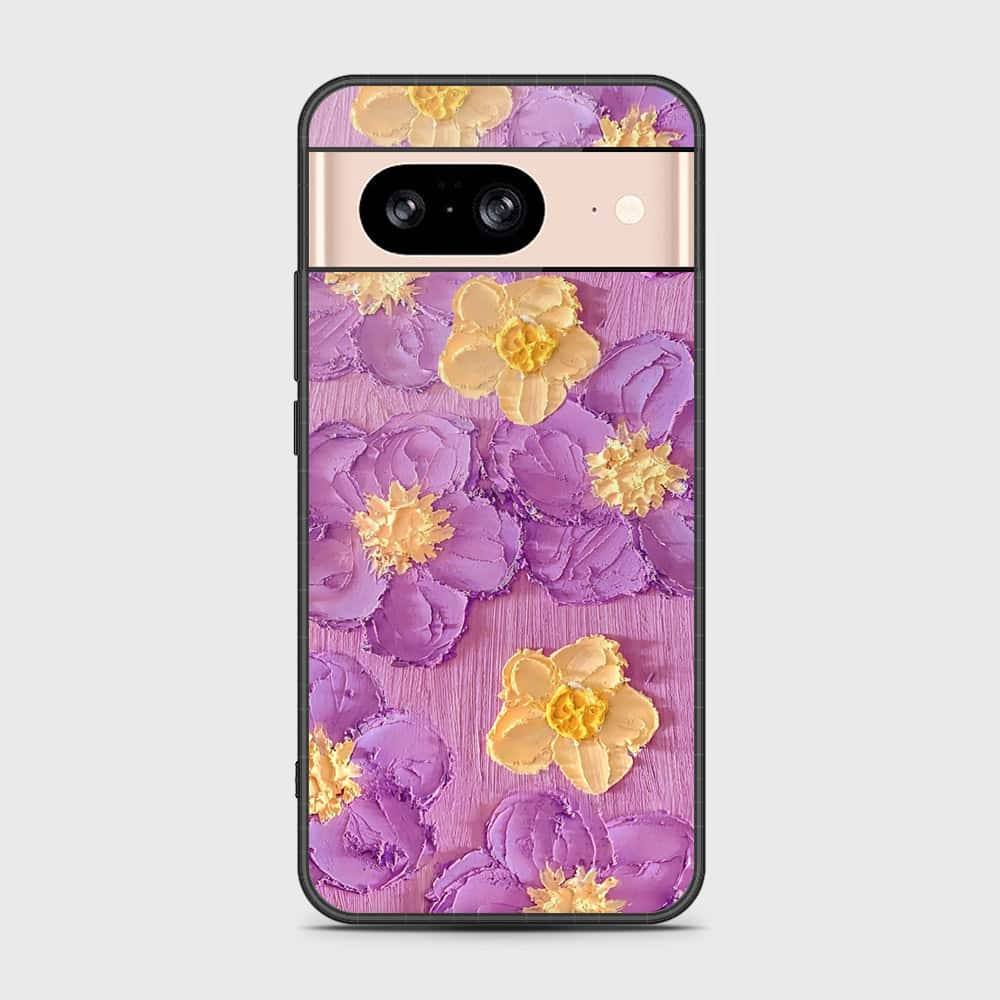 Google Pixel 8 Cover - Floral Series - Design 8 - Purple & Yellow - HQ Premium Shine Durable Shatterproof Case