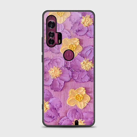 Motorola Edge Plus 2020 Cover - Floral Series - Design 8 - Purple & Yellow - HQ Premium Shine Durable Shatterproof Case