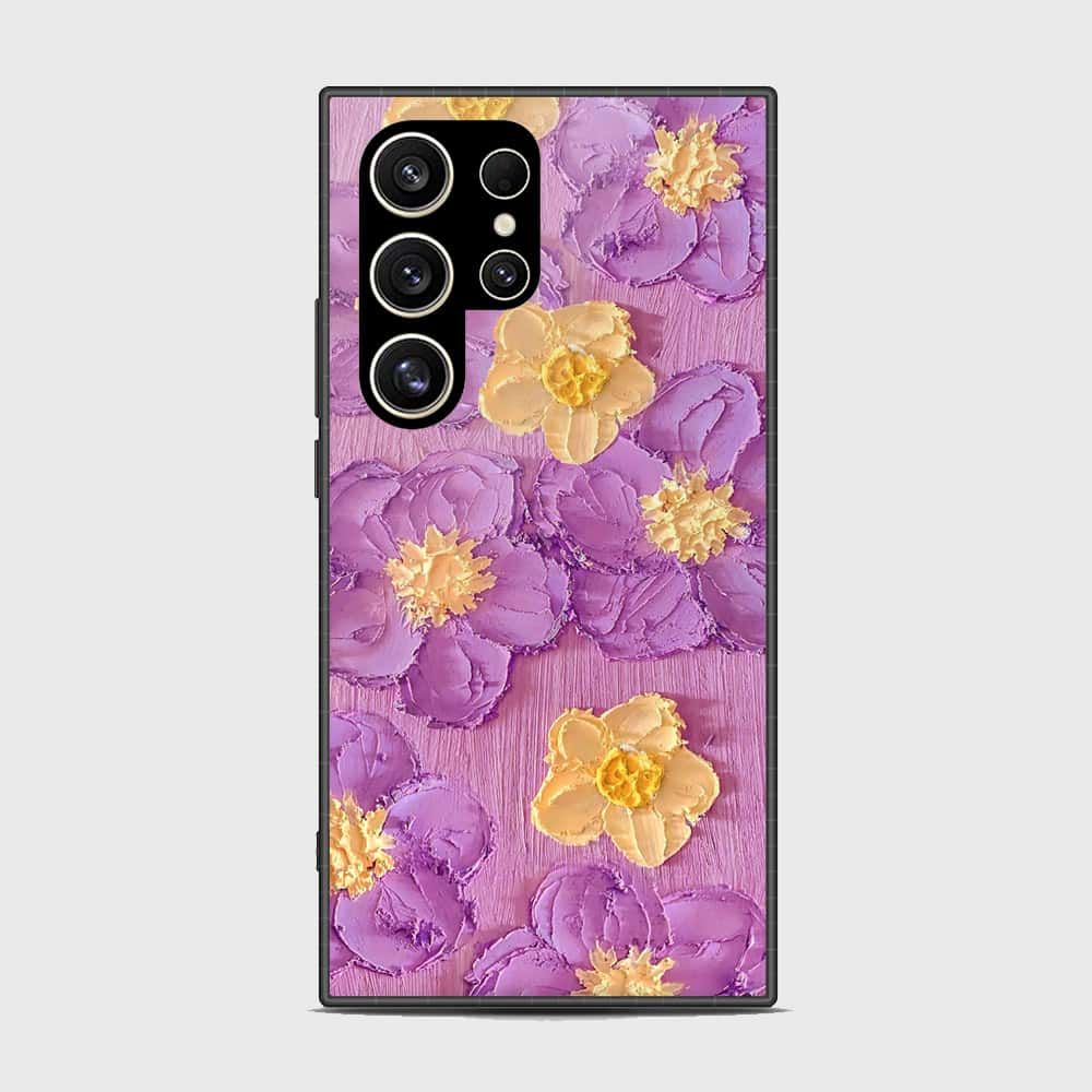 Samsung Galaxy S24 Ultra Cover - Floral Series - Design 8 - Purple & Yellow - HQ Premium Shine Durable Shatterproof Case