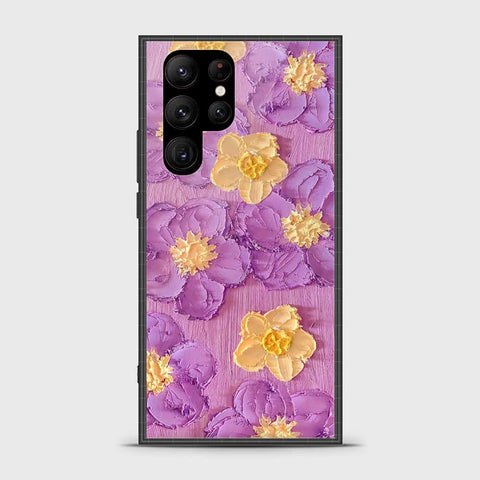 Samsung Galaxy S23 Ultra 5G Cover - Floral Series - Design 8 - Purple & Yellow - HQ Premium Shine Durable Shatterproof Case