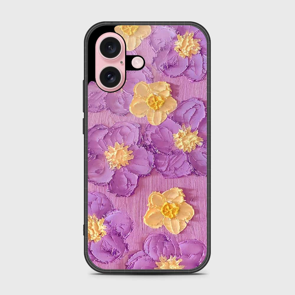 iPhone 16 Cover - Floral Series - Design 8 - Purple & Yellow - HQ Premium Shine Durable Shatterproof Case