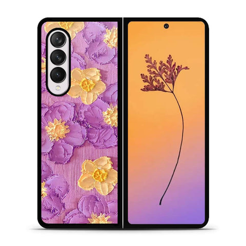 Samsung Galaxy Z Fold 4 5G Cover - Floral Series - Design 8 - Purple & Yellow - HQ Premium Shine Durable Shatterproof Case