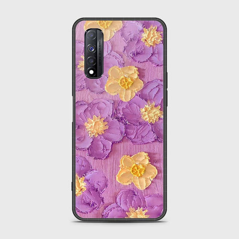 Realme Narzo 30 Cover - Floral Series - Design 8 - Purple & Yellow - HQ Premium Shine Durable Shatterproof Case