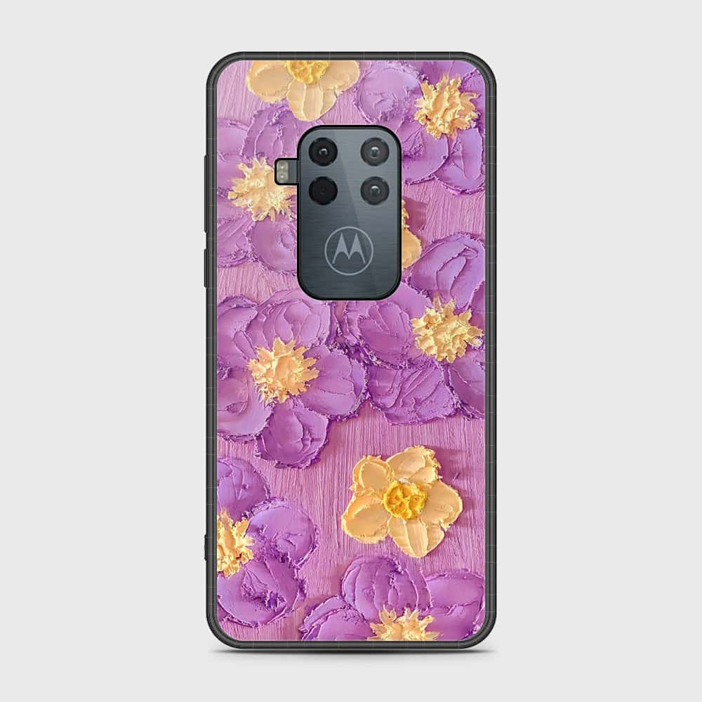 Motorola Moto One Zoom Cover - Floral Series - Design 8 - Purple & Yellow - HQ Premium Shine Durable Shatterproof Case