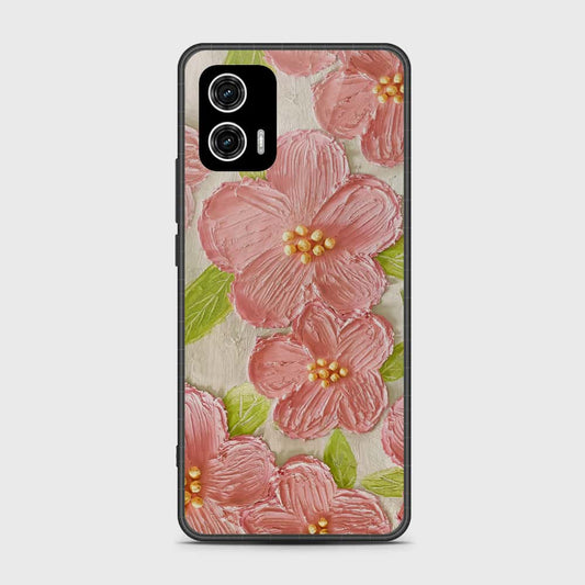 Motorola Moto G73 Cover - Floral Series - Design 9 - Pink & Green - HQ Premium Shine Durable Shatterproof Case