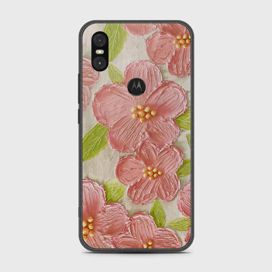 Motorola One Cover - Floral Series - Design 9 - Pink & Green - HQ Premium Shine Durable Shatterproof Case