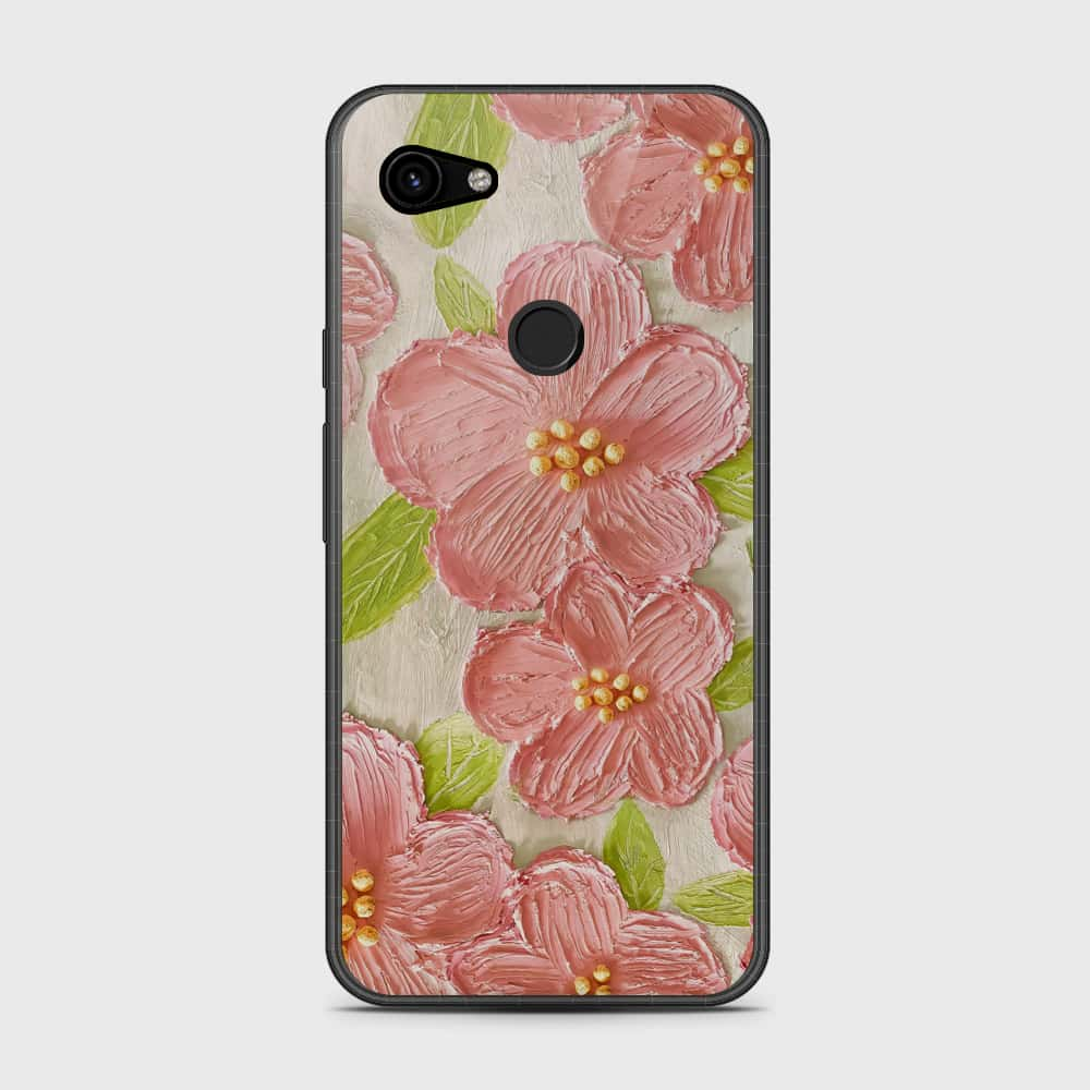 Google Pixel 3a Cover - Floral Series - Design 9 - Pink & Green - HQ Premium Shine Durable Shatterproof Case