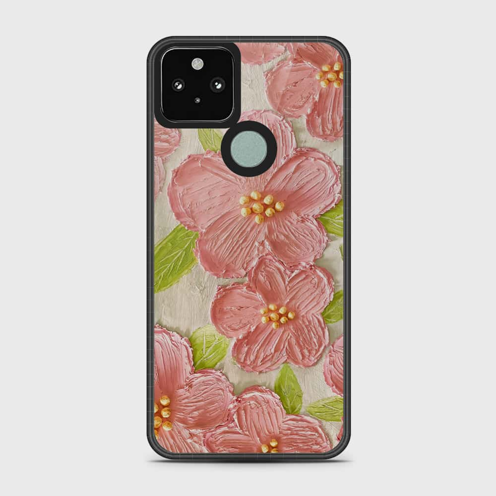 Google Pixel 5 Cover - Floral Series - Design 9 - Pink & Green - HQ Premium Shine Durable Shatterproof Case