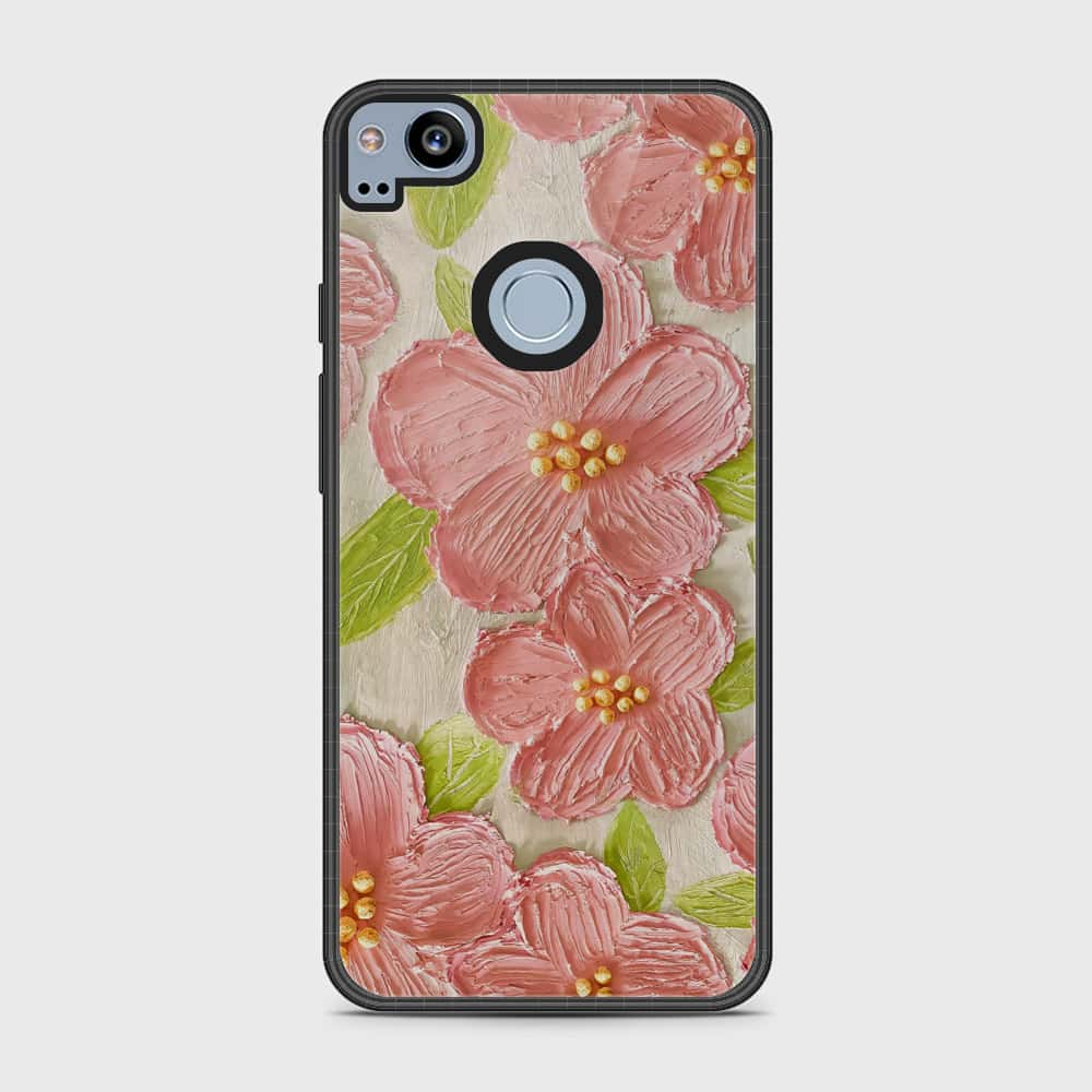 Google Pixel 2 Cover - Floral Series - Design 9 - Pink & Green - HQ Premium Shine Durable Shatterproof Case