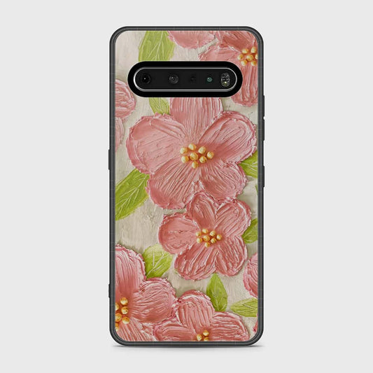 LG V60 ThinQ 5G Cover - Floral Series - Design 9 - Pink & Green - HQ Premium Shine Durable Shatterproof Case