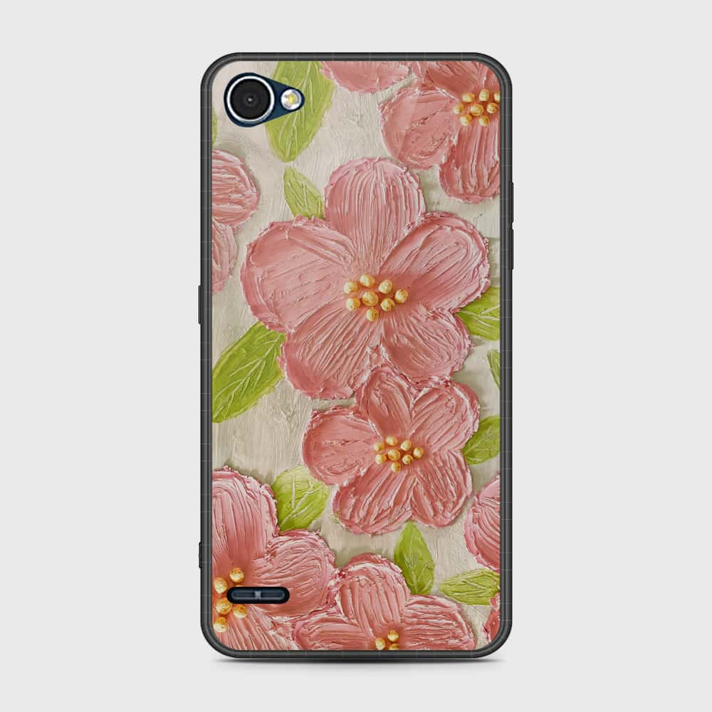 LG Q6 Cover - Floral Series - Design 9 - Pink & Green - HQ Premium Shine Durable Shatterproof Case