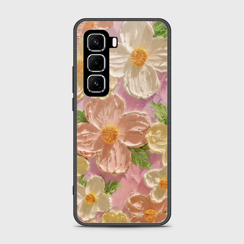 Infinix Hot 50 4G Cover - Floral Series - Design 11 - White & Green - HQ Premium Shine Durable Shatterproof Case