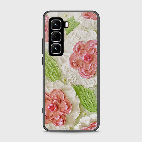 Infinix Hot 50 4G Cover - Floral Series - Design 13 - Offwhite & Green - HQ Premium Shine Durable Shatterproof Case