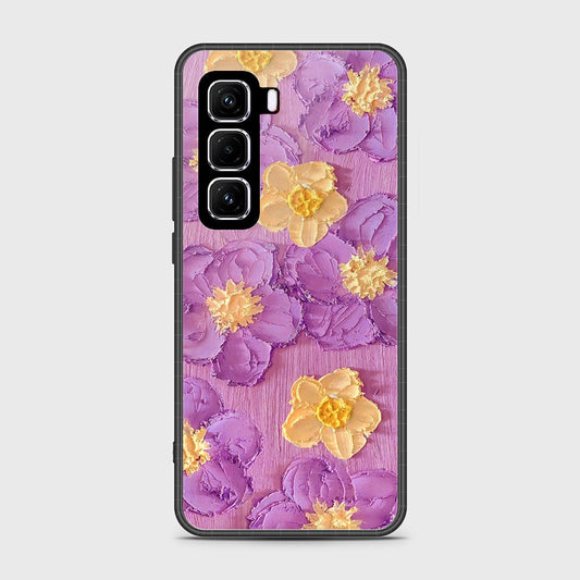 Infinix Hot 50 4G Cover - Floral Series - Design 8 - Purple & Yellow - HQ Premium Shine Durable Shatterproof Case