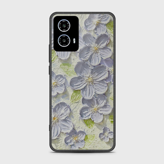 Motorola Moto G35 Cover - Floral Series - Design 12 - Grey & Green - HQ Premium Shine Durable Shatterproof Case