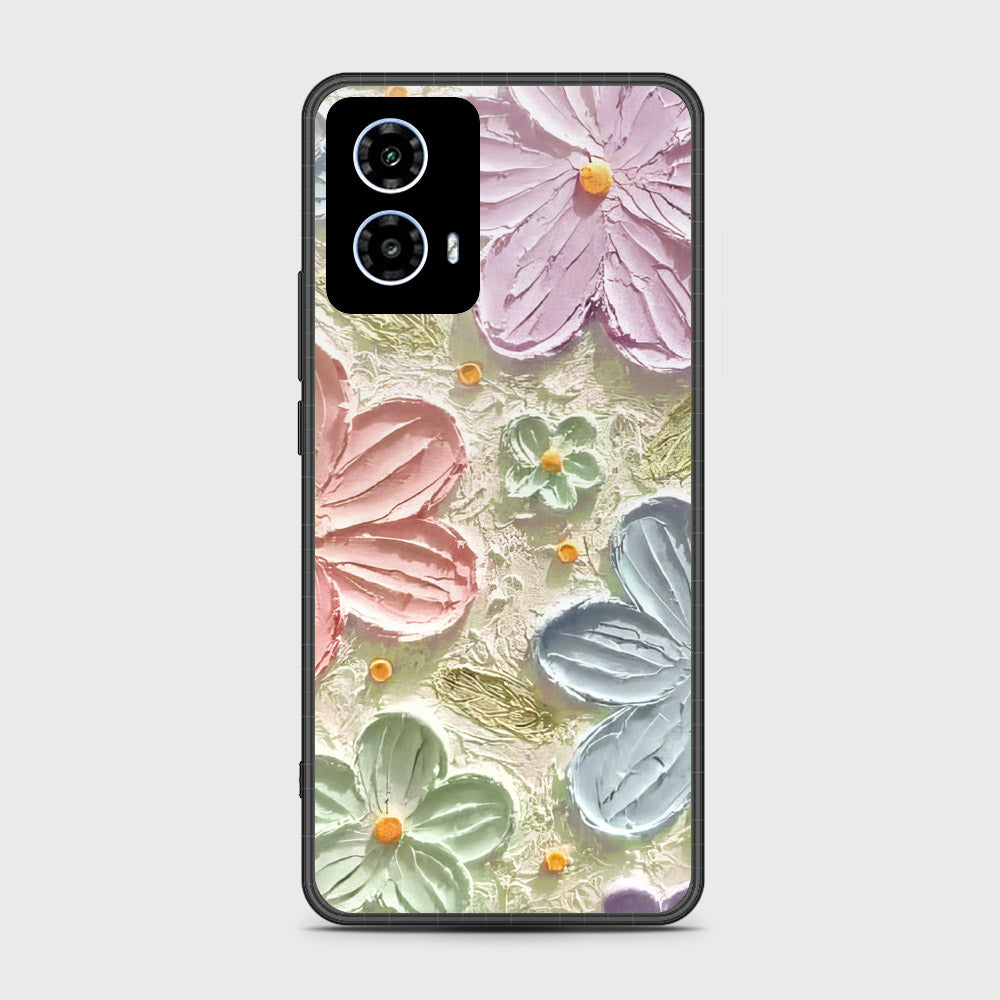 Motorola Moto G35 Cover - Floral Series - Design 15 - Blue & Green - HQ Premium Shine Durable Shatterproof Case