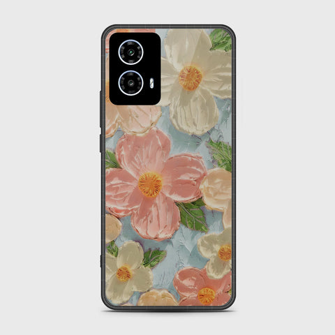 Motorola Moto G35 Cover - Floral Series - Design 16 - Cyan & Pink - HQ Premium Shine Durable Shatterproof Case