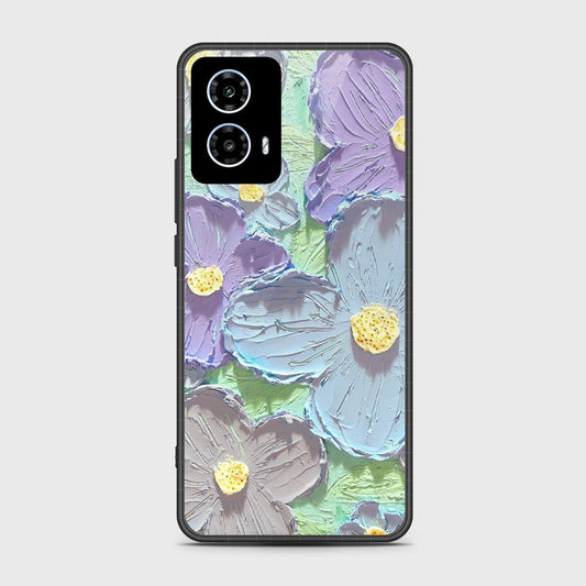 Motorola Moto G35 Cover - Floral Series - Design 1 - Purple & Aqua - HQ Premium Shine Durable Shatterproof Case