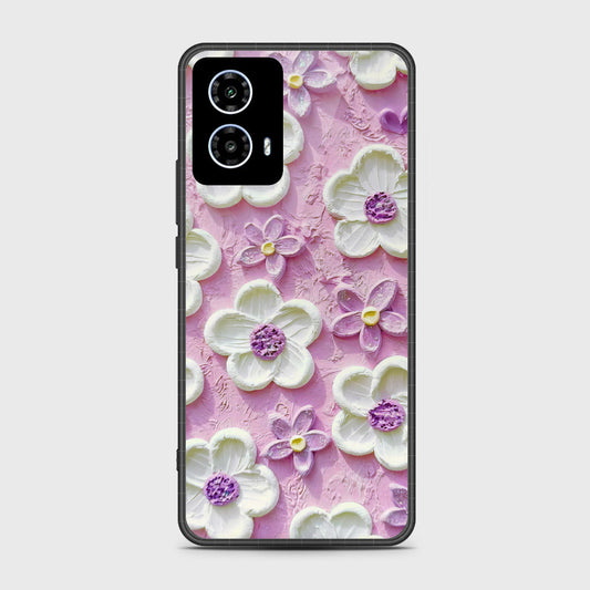 Motorola Moto G35 Cover - Floral Series - Design 4 - Purple & White - HQ Premium Shine Durable Shatterproof Case