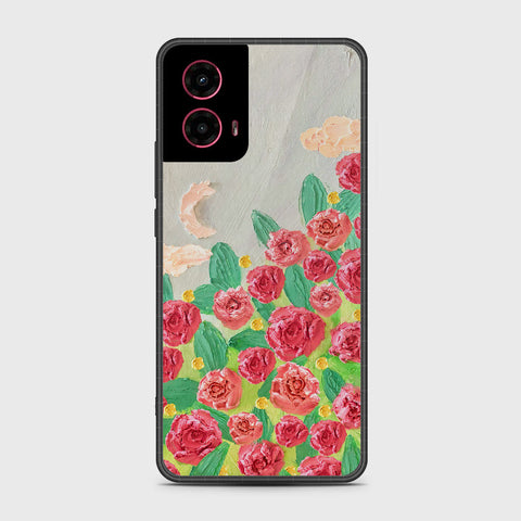 Motorola Moto G45 Cover - Floral Series - Design 10 - Red & Green - HQ Premium Shine Durable Shatterproof Case