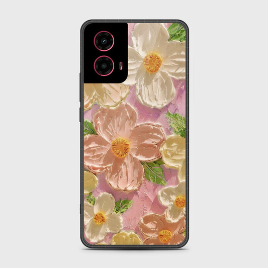 Motorola Moto G45 Cover - Floral Series - Design 11 - White & Green - HQ Premium Shine Durable Shatterproof Case