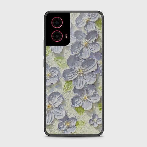 Motorola Moto G45 Cover - Floral Series - Design 12 - Grey & Green - HQ Premium Shine Durable Shatterproof Case