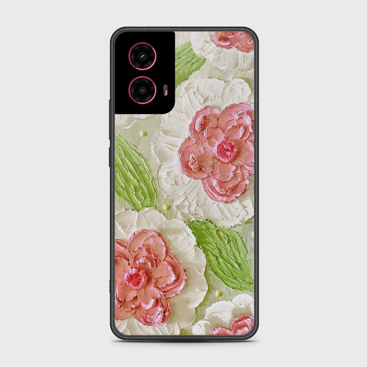 Motorola Moto G45 Cover - Floral Series - Design 13 - Offwhite & Green - HQ Premium Shine Durable Shatterproof Case