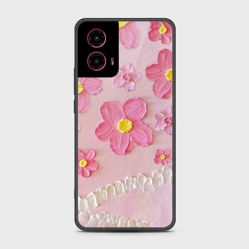 Motorola Moto G45 Cover - Floral Series - Design 2 - Pink - HQ Premium Shine Durable Shatterproof Case