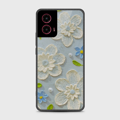 Motorola Moto G45 Cover - Floral Series - Design 3 - Sky Blue - HQ Premium Shine Durable Shatterproof Case