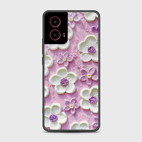 Motorola Moto G45 Cover - Floral Series - Design 4 - Purple & White - HQ Premium Shine Durable Shatterproof Case