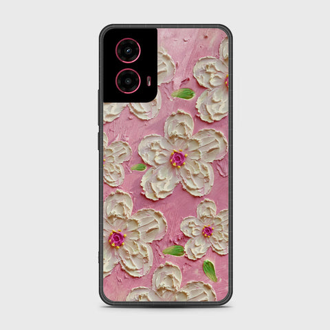 Motorola Moto G45 Cover - Floral Series - Design 5 - Pink & White - HQ Premium Shine Durable Shatterproof Case