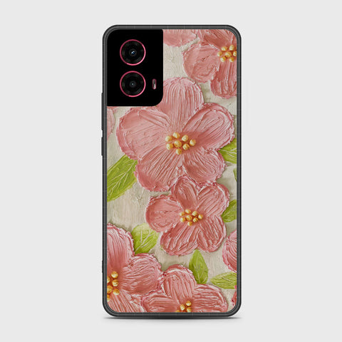 Motorola Moto G45 Cover - Floral Series - Design 9 - Pink & Green - HQ Premium Shine Durable Shatterproof Case