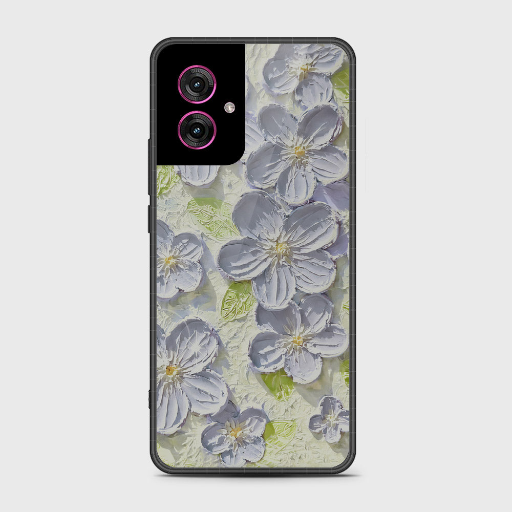 Motorola Moto G55 Cover - Floral Series - Design 12 - Grey & Green - HQ Premium Shine Durable Shatterproof Case