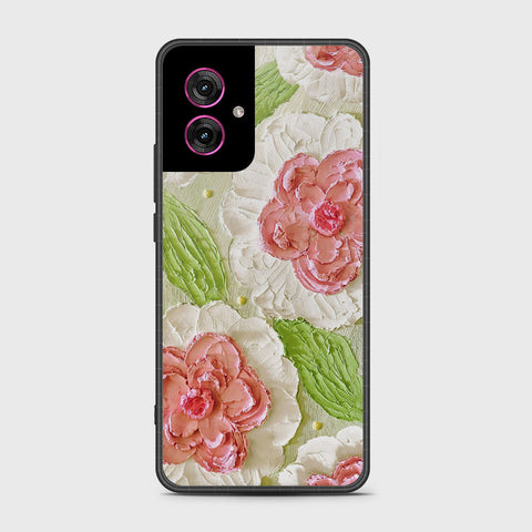 Motorola Moto G55 Cover - Floral Series - Design 13 - Offwhite & Green - HQ Premium Shine Durable Shatterproof Case