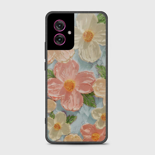 Motorola Moto G55 Cover - Floral Series - Design 16 - Cyan & Pink - HQ Premium Shine Durable Shatterproof Case