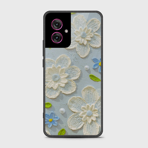 Motorola Moto G55 Cover - Floral Series - Design 3 - Sky Blue - HQ Premium Shine Durable Shatterproof Case