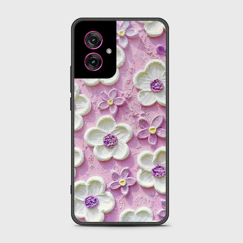 Motorola Moto G55 Cover - Floral Series - Design 4 - Purple & White - HQ Premium Shine Durable Shatterproof Case