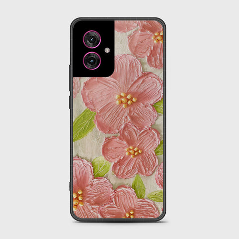 Motorola Moto G55 Cover - Floral Series - Design 9 - Pink & Green - HQ Premium Shine Durable Shatterproof Case