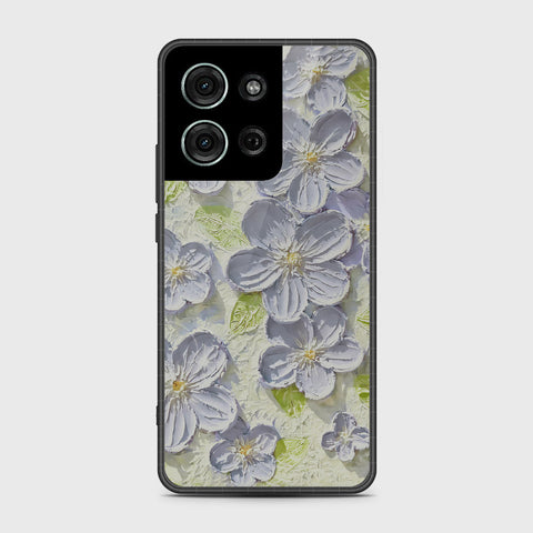 Motorola Moto G75 Cover - Floral Series - Design 12 - Grey & Green - HQ Premium Shine Durable Shatterproof Case