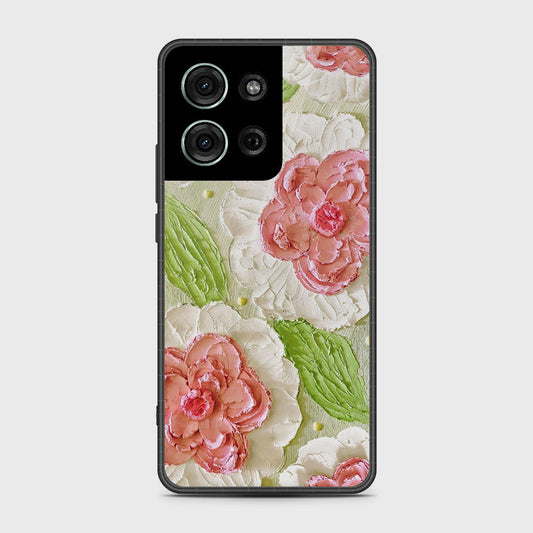 Motorola Moto G75 Cover - Floral Series - Design 13 - Offwhite & Green - HQ Premium Shine Durable Shatterproof Case