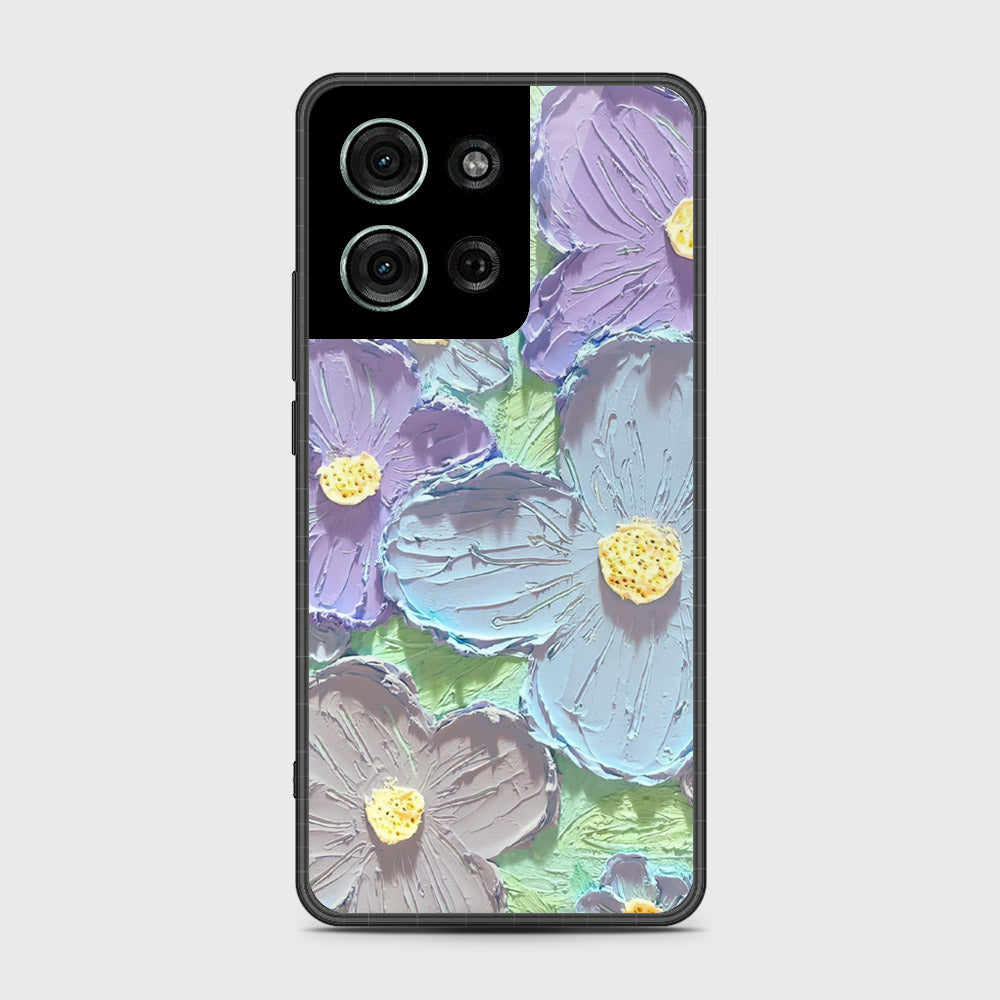 Motorola Moto G75 Cover - Floral Series - Design 1 - Purple & Aqua - HQ Premium Shine Durable Shatterproof Case