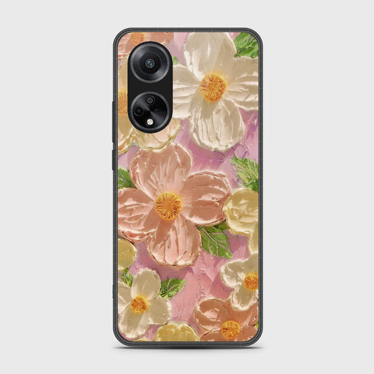 Oppo A98 Cover - Floral Series - Design 11 - White & Green - HQ Premium Shine Durable Shatterproof Case