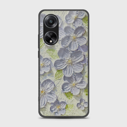 Oppo A98 Cover - Floral Series - Design 12 - Grey & Green - HQ Premium Shine Durable Shatterproof Case