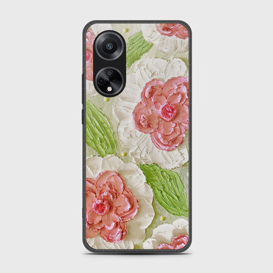 Oppo A1 Cover - Floral Series - Design 13 - Offwhite & Green - HQ Premium Shine Durable Shatterproof Case