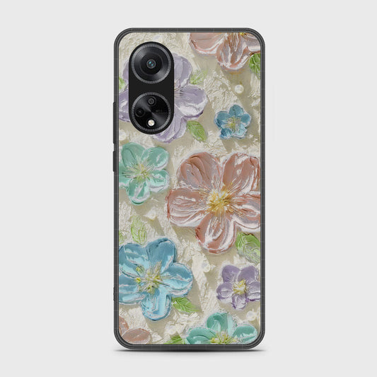 Oppo A1 Cover - Floral Series - Design 14 - Blue & Purple - HQ Premium Shine Durable Shatterproof Case