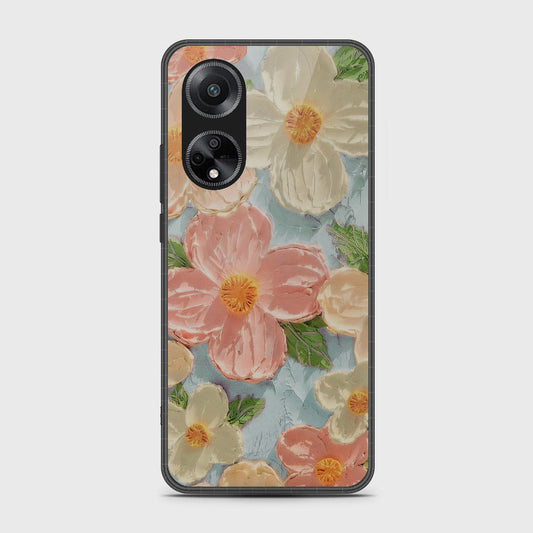 Oppo A98 Cover - Floral Series - Design 16 - Cyan & Pink - HQ Premium Shine Durable Shatterproof Case