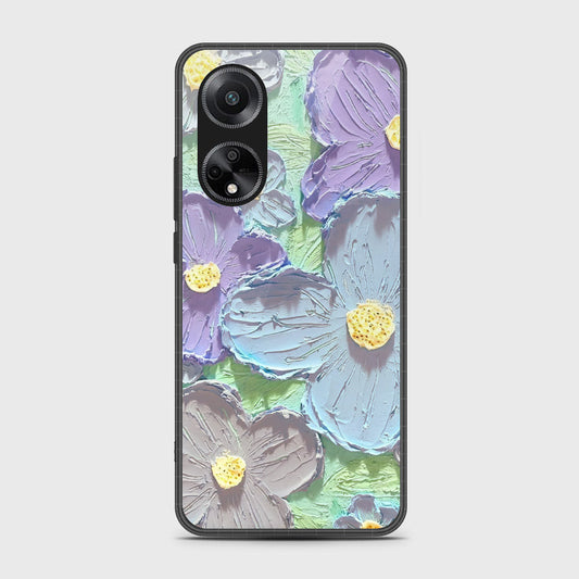 Oppo F23 Cover - Floral Series - Design 1 - Purple & Aqua - HQ Premium Shine Durable Shatterproof Case