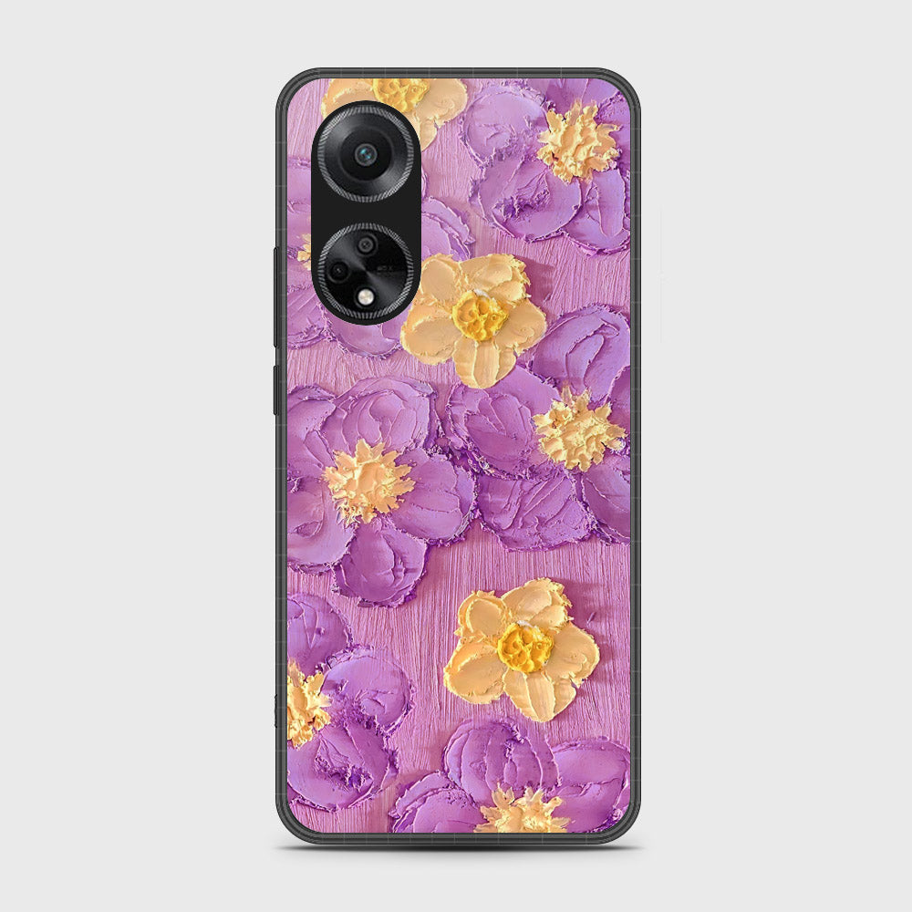 Oppo A98 Cover - Floral Series - Design 8 - Purple & Yellow - HQ Premium Shine Durable Shatterproof Case