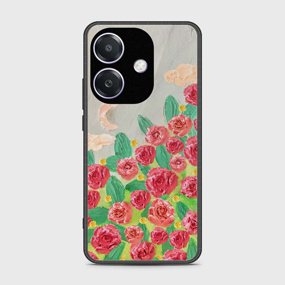 Oppo A3 5G Cover - Floral Series - Design 10 - Red & Green - HQ Premium Shine Durable Shatterproof Case